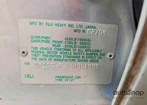 2004 Subaru Forester 2.5Xt z USA, uszkodzony, nr VIN JF1SG69604H761994